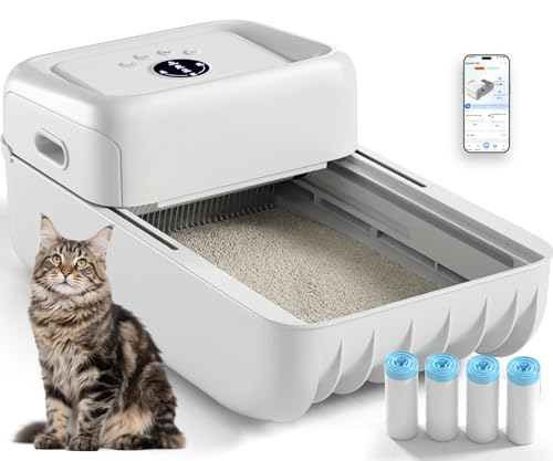 Myapet Open Top Self Cleaning Cat Litter Box, Automatic Litter Box for Multiple Cats with APP Control and Safety Protection