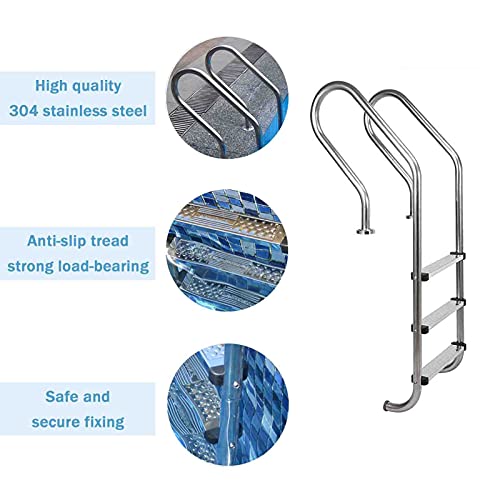 Escalera piscina acero inoxidable 3 peldaños antideslizante miniatura 2