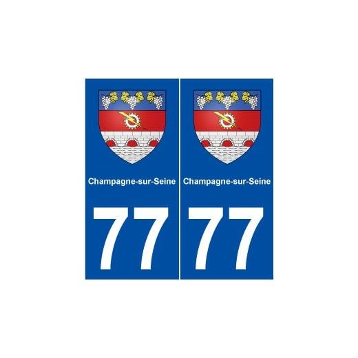 77 Champagne-sur-Seine blason autocollant plaque stickers ville - droits