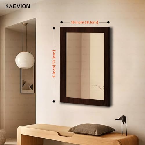 Image of Wall Hanging 1.75ft Brown Waterproof PVC Framed Mirror |Wall Mirror for Bedroom or Bathroom Home Decor Wall Mount Living Room Vanity Farmhouse| washroom Mirror for Wall