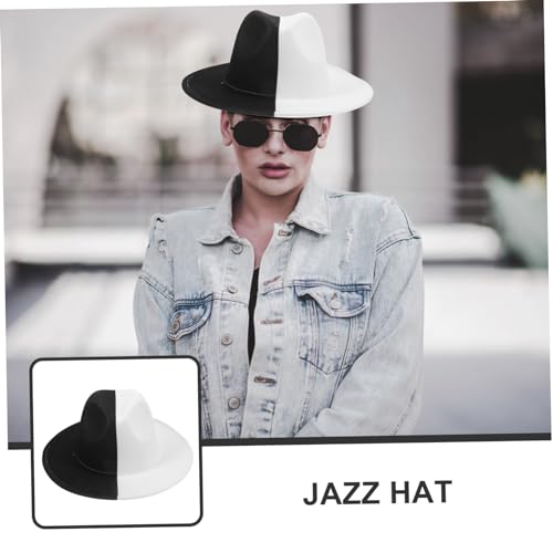 Vintage Dual Color Jazz Hat for Men Stylish Outdoor Accessory with Flat Brim Unique Pattern Soft Material for Retro Fashion and Leisure Wear Multi2
