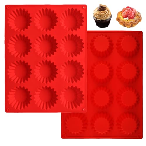 2 Stück Muffin Backform Silikon für 24 Muffins, Antihaftbeschichtet Muffinform Backblech, Tassen Peanut Butter Mold, Antihaft Muffinblech, Tartelette...