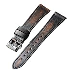 Genérico QL Supply Co Correa de reloj vintage italiana cepillada hecha a mano for hombre, 18, 19, 20 y 22 mm, correa suave de liberación rápida.(Rose gold Buckle,20mm)