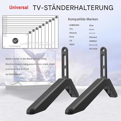 Support TV stable pour salon et chambre avec pieds antidérapants