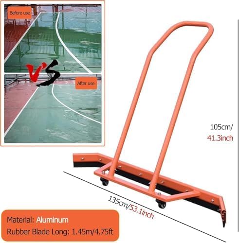Escoba de goma para cancha de tenis, resistente, con 4 tiras de goma de repuesto para eliminación de agua, gimnasio, parque infantil, suelos escolares