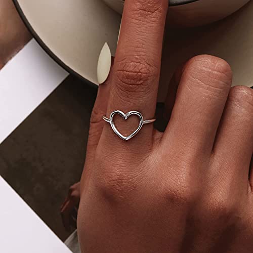 MUNDELL Sterling Silver 925 Simple Minimalist Heart Finger Rings for Women Wedding Engagement Statement Jewelry2