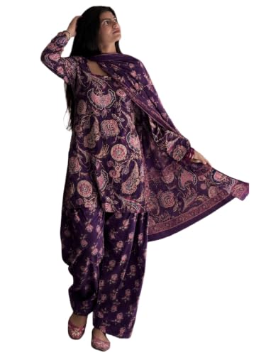 Image of ANNI Designer Farshi Salwar Suit for Women Cotton Printed | Kurta Dupatta Set for Woman | Straight Palazzo Outfit Square Neck Long Sleeve Ethnic Dress Stylish Womens Clothing