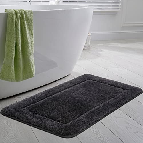 SOANNY Black Bath Mat Only, Non-Slip Soft Microfiber Machine Washable Bathroom Carpet Water Absorbent