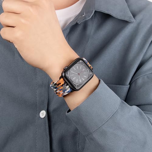 Compatible with Apple Watch Strap 49mm 46mm 45mm 44mm 42mm 41mm 40mm, Elasticated Magnetic Nylon Strap Band for IWatch Series 10/9/8/7/6/5/4/SE 2/Ultra 3/2 Men Women