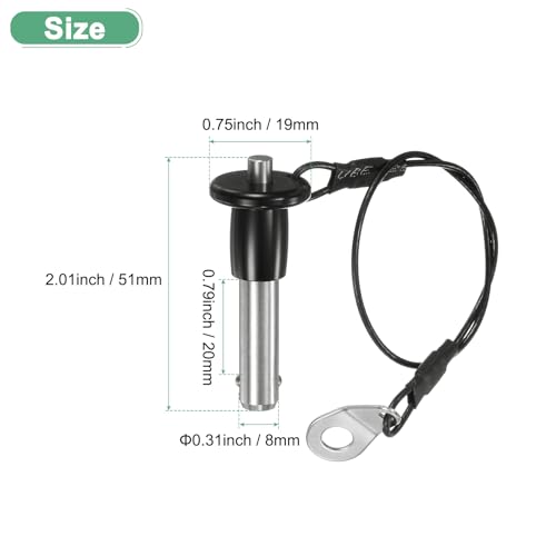 M METERXITY Druckknopf-Kugelverriegelungsstift, 5/16 [8mm] Durchmesser, 25/32 [20mm] Verwendungslänge Schnellverschluss-Stifte [304 Edelstahl]