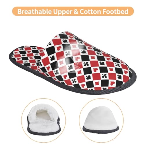 Playing Cards Print Women Slippers Home Furry Shoes Keep Men Couples Shoes Warm For Women-Medium4