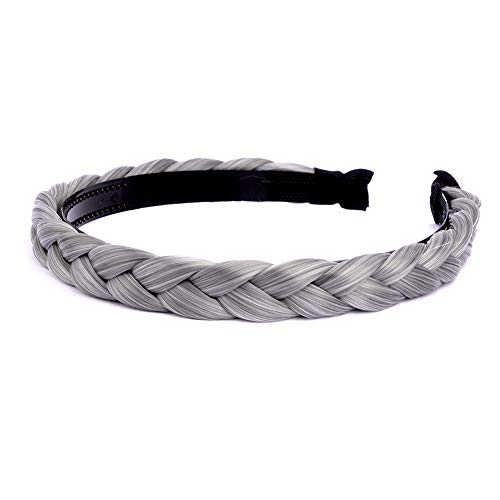 Gledola Braided Headband With Teeth Braids Hairband With Tooth Synthetic Hair Band Plaited Hairband For Women (Smoky Gray) - Image 2