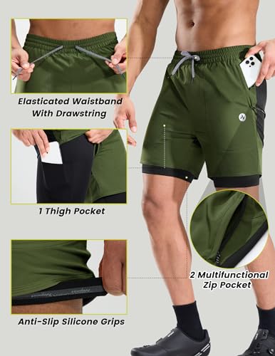 Nepest Shorts masculinos para mountain bike, acolchoados, 3D, BTT, largos, para ciclismo, motociclis