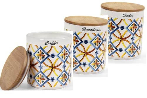 tris Tarros de sal de azúcar café con tapa de madera - cierre hermético 10*12 cm decoración de tierra de amuri en cerámica… Cover