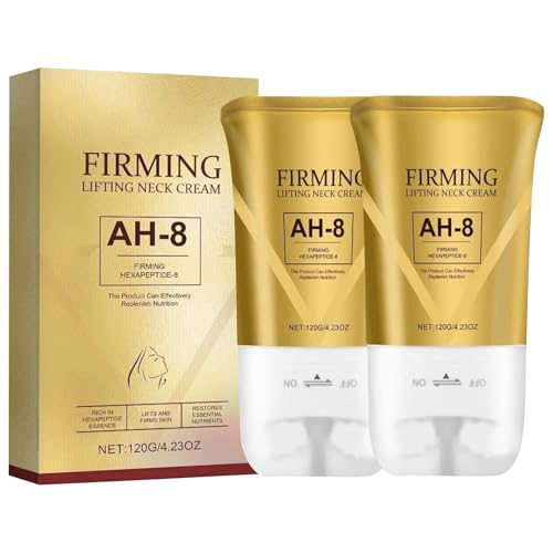 2 Pieces AH-8 Firming Neck Cream Neck Firming Cream with Double Roller Massage Tighten and Lift Cream Neck Creams for Tightening and Firming Reduce Wrinkles Fine Lines (120g/ 4.23OZ)