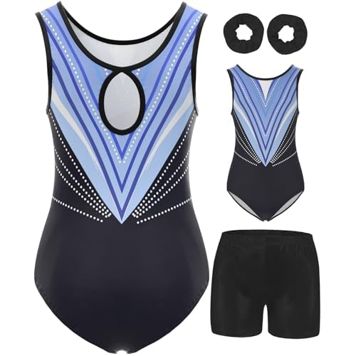 MOLLDAN Girls Gymnastics Leotard Athletic Biketard Unitard Tumbling Activewear Outfits for kids(No diamond)