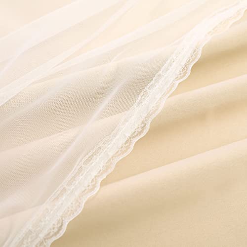 Image of Beige Blackout Curtains with Sheer 54 Inches - Double Layered Short Blackout Curtains with Voile Sheer Drapes for Kids /Girls Bedroom Nursery Living Room, Biscotti Beige, 2 PCs
