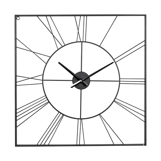 CosmoLiving by Cosmopolitan Metal Open Frame Square Wall Clock, 24" x 2" x 24", Black