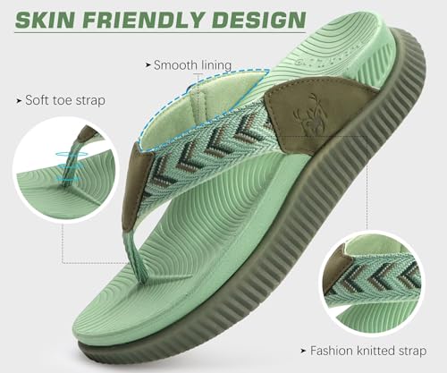 Image of KuaiLu Womens Orthotic Flip Flops with Arch Support Cushion Recovery Sandal | Slip On Yoga Mat Walking Plantar Fasciitis Thong Sandles,Comfortable Summer Ladies Trendy Beach Pool Outdoor Sandalias