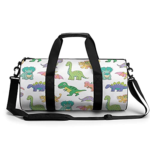 KoIjYtI Bolsa De Lona De Baile Grande para Niñas Dinosaurios Bebé Verde Blanco Bolso Deportivo para Hombres, Bolso De Yoga para Mujeres, Bolso Deportivo para Niños 45x23x23cm