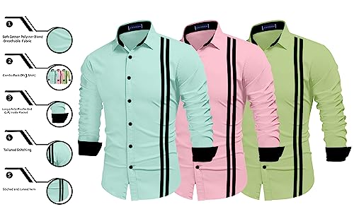 Image of Zombom Men's Striped Regular Fit Shirt