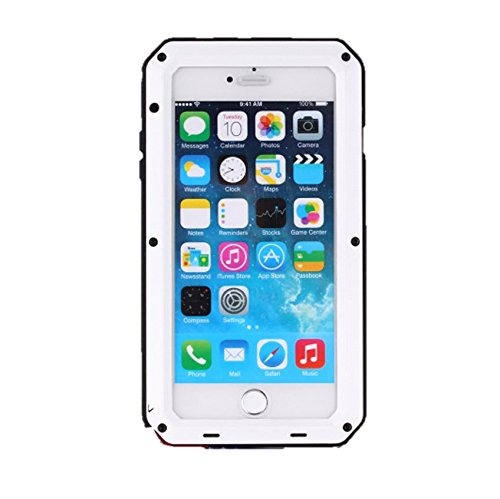 iPhone 6 Case,iPhone 6s Case Amever Aluminum Metal Case with Silicone - Water Resistant Shockproof Heavy Duty Tempered Glass Screen Protector - Dual Layer Protective Case for iPhone 6 4.7 Inch