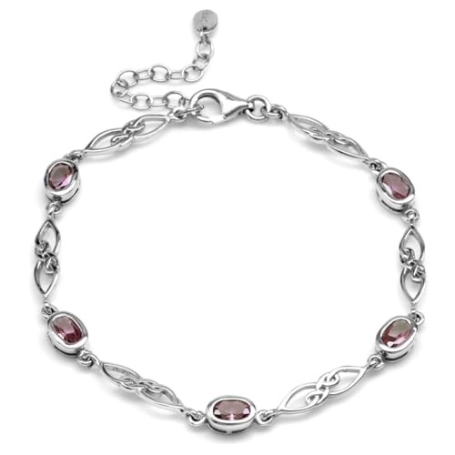 Image of Silvershake Birthstone Gemstones White Gold Plated or Yellow Gold Plated 925 Sterling Silver Scroll /Filigree Celtic Knot Weave 7.25 to 8.75 Inch with Adjustable Extension Bracelet Jewelry for Women