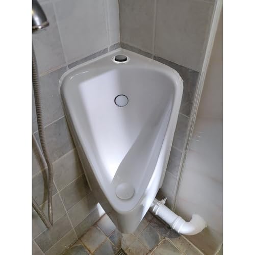 urinario de pared Urinarios De Esquina For Baño De Hombres: Descarga Tipo Empuje, Urinario De Cerámica De Montaje En Pared A Prueba De Derrames Con Tubo De 80 Cm De Largo