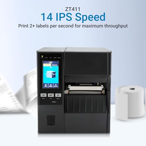 Image of ZT411 Industrial Label Printer, Barcode Label, Shipping Labels Thermal Transfer, 4 Inch 203 DPI, 14 IPS High Speed, Ethernet USB Bluetooth, Metal Frame, ZT41142-T210000Z
