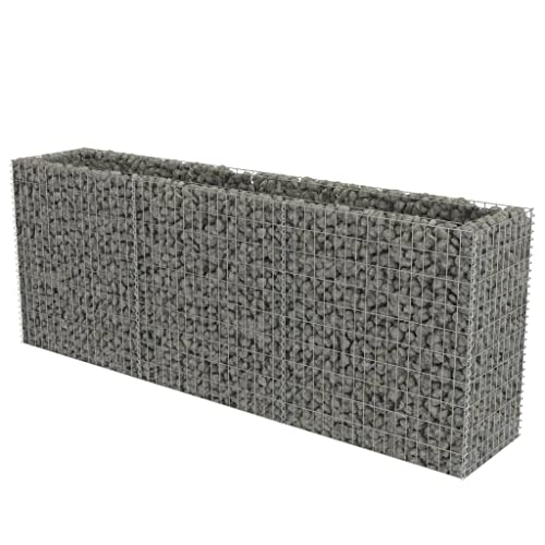 Gabion Jardinière surélevée en acier galvanisé, 270 x 50 x 100 cm, inoxydable et durable pour jardin, potager ou terrasse, solution écologique pour parterres surélevés, idéale pour les jardiniers
