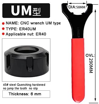 Spanner Wrench Collet Chuck Wrench Red Precision Collet Wrench CNC Milling for Clamping Nut and Screw (ER16UM/ER20UM/ER25UM/ER32UM/ER40UM 5 Sizes Optional)