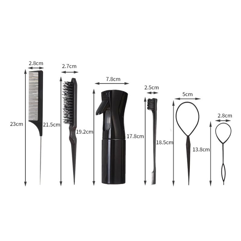 Black Hair Styling Set Tools Bristle Comb