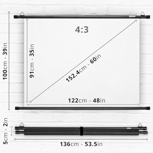 Écran de projection blanc mat antireflet Duronic BPS60/43 avec barre murale - 2
