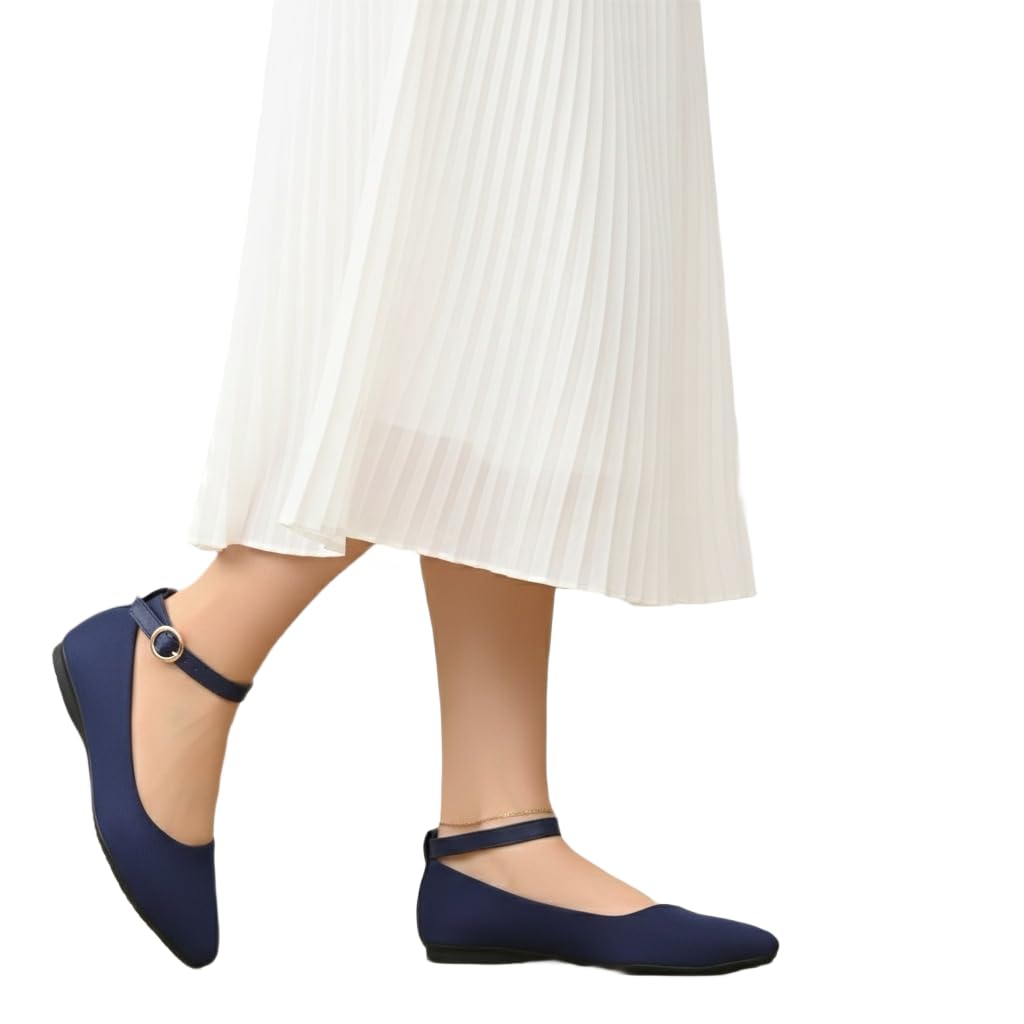 Suede Casual Footwear for Womens Stylish Flat Chappl Bellies for Party Formal Wear Casuals Comfortable and Fashionable Flat bellies for Women & Girls Women's Pointed Toe Ankle Strap Flats, D'Orsay Style Pointed Toe Slip-On Shoes with Low Heel, Casual Comfortable Footwear