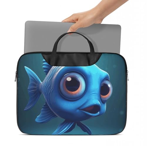Cute Blue Fish Laptop Shoulder Bag 17 Inch miniatura 5