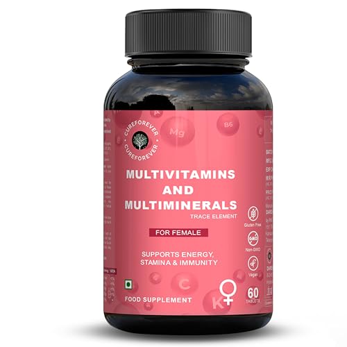 Image of CUREFOREVER Multivitamin Tablets for Women with Vitamin C, Zinc & Biotin | Complete Multivitamin for Women's Wellness | Supports Energy, Bone Health, Skin & Immunity | 60 Veg Tablets