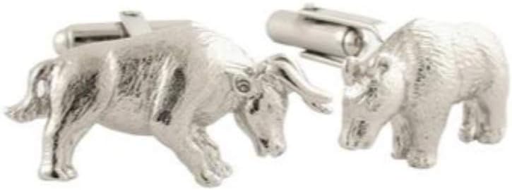 David Donahue Men's Sterling Silver Bull and Bear Cufflinks (CL128402)