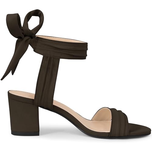 Image of Allegra K Women's Open Toe Ankle Tie Back Block Heels Sandals