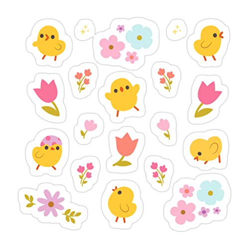 KENNETHHOFFMAN 3 PCs Stickers Yellow Baby Chicks Spring Floralss 3×4 Inch Die-Cut Wall