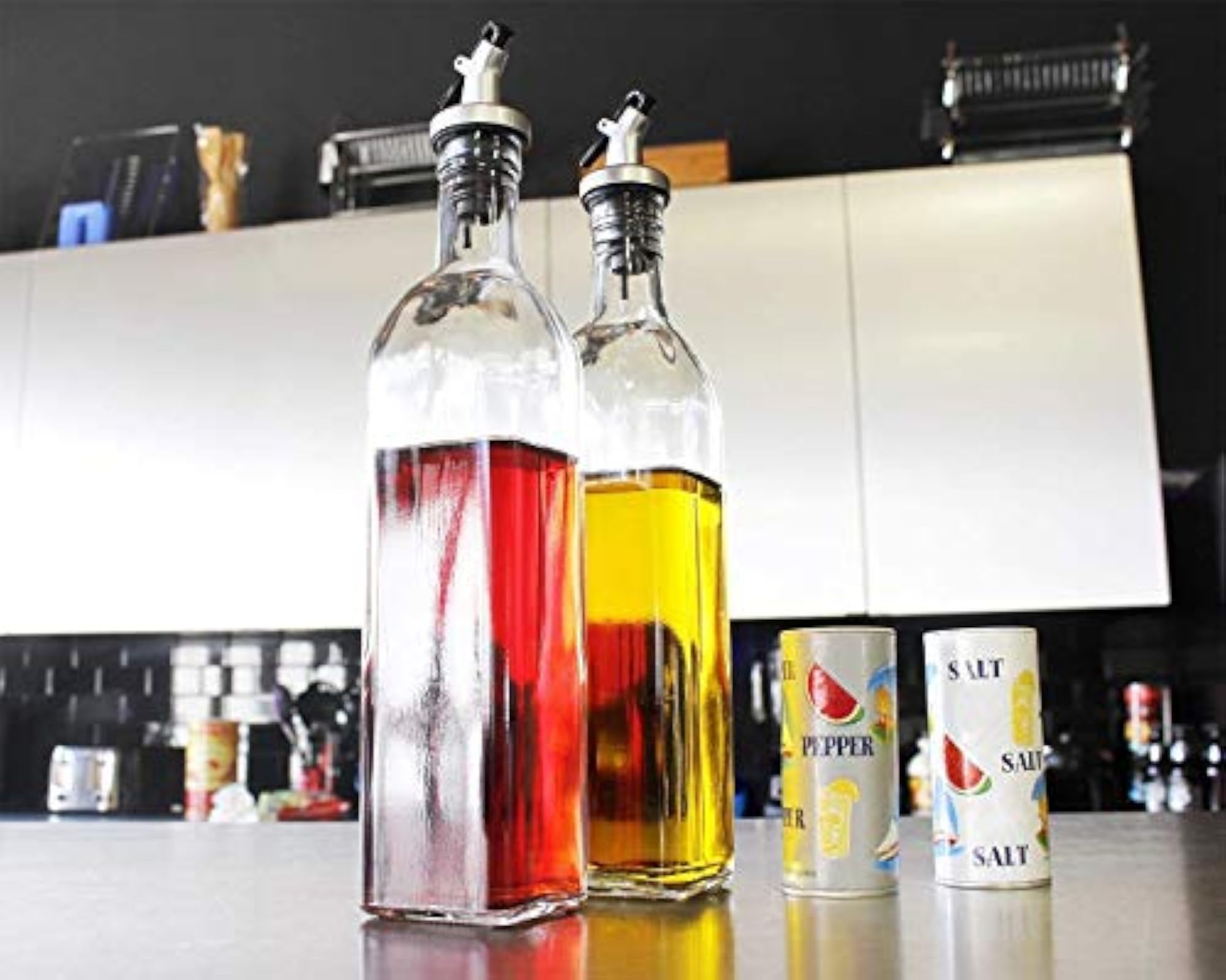 4 PCS Glass Oil Dispenser, Vinegar Dispenser
