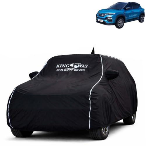 Image of KINGSWAY Super Waterproof Car Cover Only with Kiger (Year 2021 to 2025 - All Model) | Mirror and Antenna Pockets | All Weather Car Body Cover with Silver Piping | Black