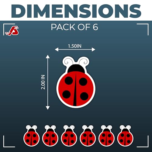 Image of Pack of 6-2'' Stickers - Ladybug Cute Styling Car Laptop Phone Vinyl Sticker - Sticker Graphic Decal