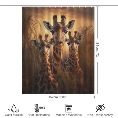 Rideau de douche girafe tissu polyester imperméable 60x72 - 4