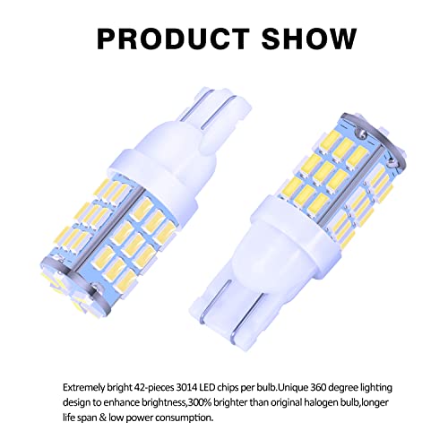 T10 921 194 168 175 LED Bulbs Cool White 20-Packs, Super Bright 3014 42-SMD Replacement 12 Volt RV Camper Trailer Boat Trunk Interior Dome Map License Lights, Backup Reverse Lights