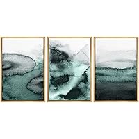 SIGNWIN 3 Piece Framed Canvas Wall Art Abstract Watercolor Painting Canvas Prints Home Artwork Decoration for Living Room,Bedroom - 16