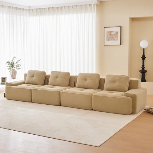 Image of Corduroy Modular Sectional Sofa, Oversized Cloud Couches for Living Room