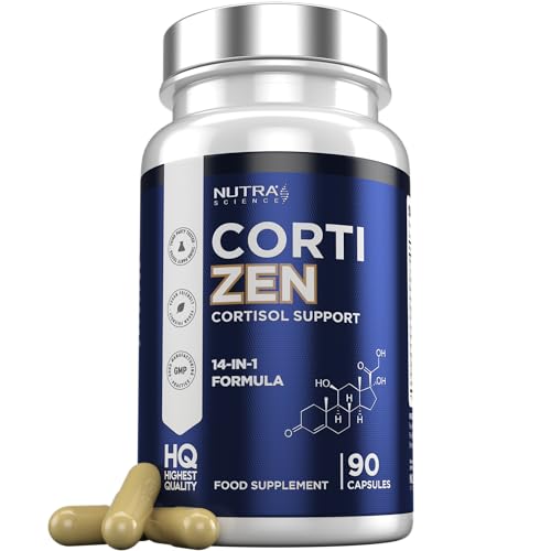 CortiZen High Strength 14 in 1 Cortisol Reducing Supplements - 3 Month Supply Cortisol Support with Rhodiola Rosea Ashwagandha 90 Vegan Capsules