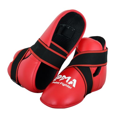 Playwell Deluxe Vinyl Semi Contact Point Sparring Boots - Red (XL)