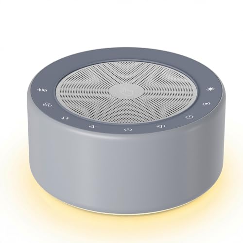 Kipcush White Noise Machine with Night Light – Nursery Sound Machine with Soft Non-Glare Lamp, 30 Soothing Sounds, 8 Color Lights, Up to 8-Hour Timer for Baby & Adults