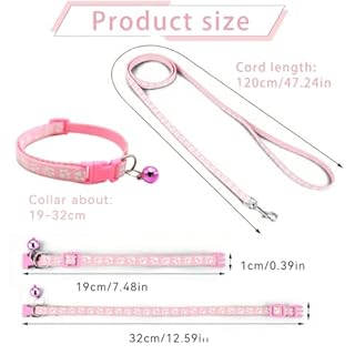 Collare Cane,collari e guinzaglio,Guinzaglio per Cani, regolabile per cani e gatti, con guinzaglio a sgancio rapido con fibbia per cani di piccola taglia e gatti cuccioli (rosa)